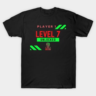 Level 7 unlocked 7th Birthday Gamer T-Shirt